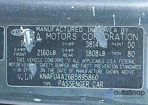 2011 Kia Forte Ex from USA, damaged, VIN KNAFU4A26B5895860